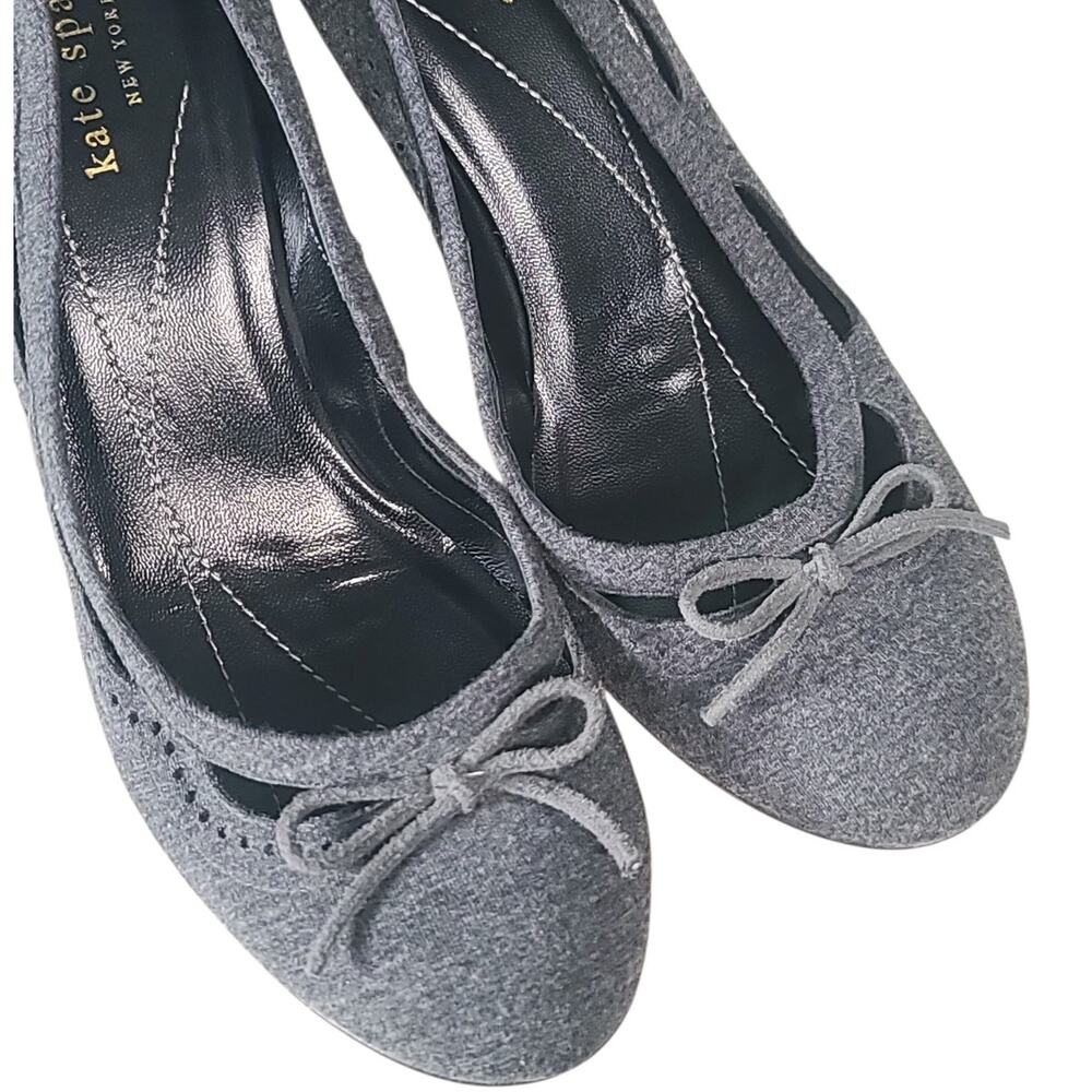 Kate Spade Bowtie Felt Pumps Gray Size 9B EUC